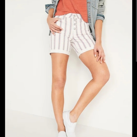 Old navy striped jean shorts - Picture 2 of 6